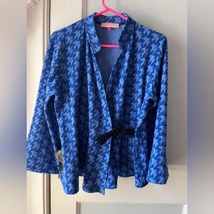 Antoine et Lili Bright Blue Bird Kimono Tie Top